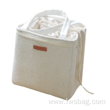 Portable Drawstring Insulated Jute Grocery Cooler Lunch Bag